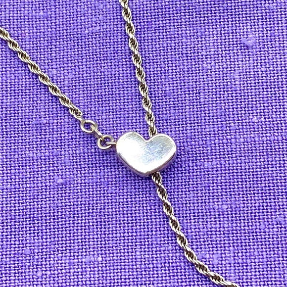 Vintage sterling silver adjustable heart necklace slides up to 24 inches long 🌷 - Picture 1 of 10